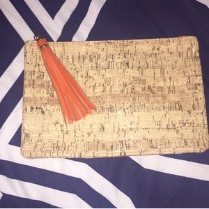 Cork clutch with gold accents